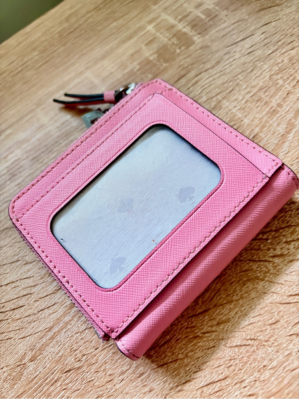 kate spade pink Saffiano zip coin pouch with keyring - Picture 2 of 4